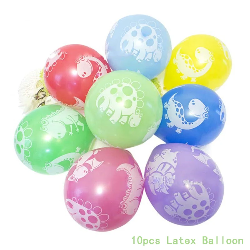 10pcs Latex Balloon 6 шт. коробка для попкорна, коробка для закусок, конфет для детей, динозавр, тематическая вечеринка на день рождения, украшение для детского душа, детская вечеринка в стиле динозавра, поставка 14x5,5 см - Цвет: 10pcs Latex Balloon