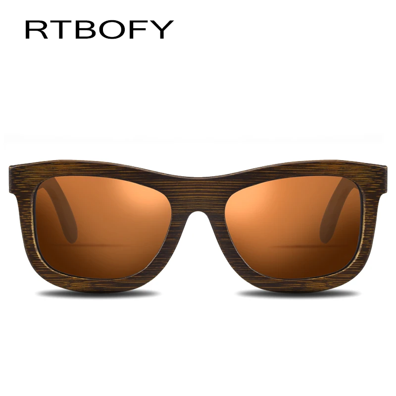 RTBOFY деревянные солнцезащитные очки для мужчин и женщин бамбуковые фирменного