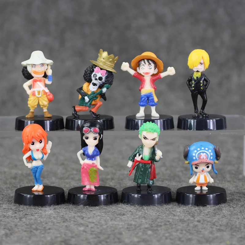 8 шт./лот Q Version фигурки Luffy Sanji Zoro Robin Nami Chopper Usopp Brook аниме Модели игрушки подарки|pvc