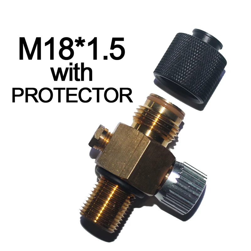 M18 with protector Цилиндр Воздушный бак 1/4 поворот CO2 бак вкл/выкл клапан медь сделано Пейнтбол страйкбол 5/"-18UNF или M18* 1,5 с протектором - Цвет: M18 with protector