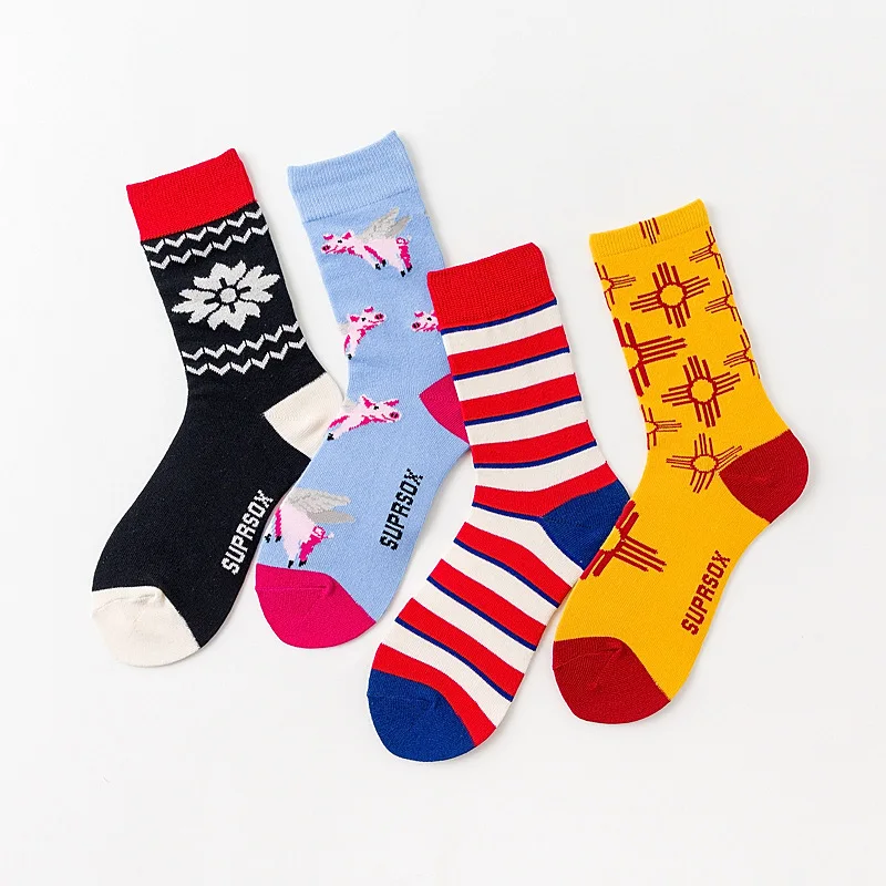 20 пар Ретро сплайсинга креативные sox fun Летающие Свиньи мужские индивидуальные