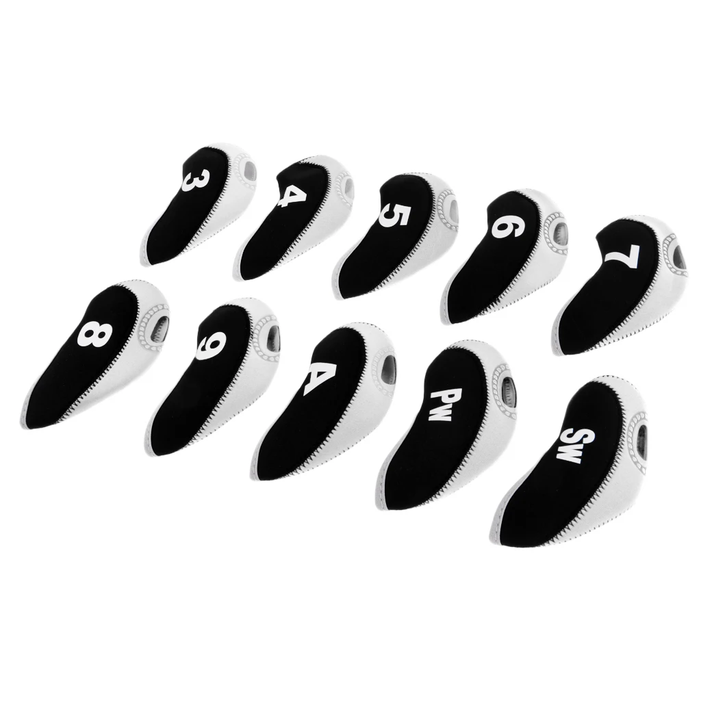 10pcs/pack Neoprene Golf Club Headcover Wedge Iron Cover Protactive Two-tone Transparent hole Easy to Distinguish | Спорт и