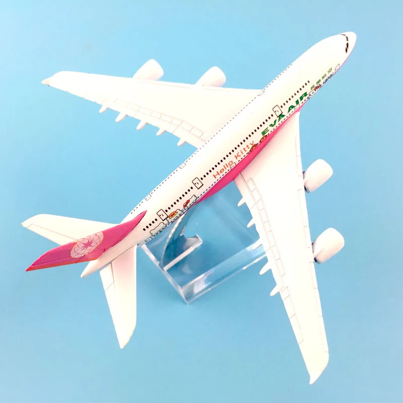 16 см A380 EVA воздуха и рисунком котенка из мультфильма «Хелло Китти» для девочек металлического сплава модели самолет модель игрушечный самолет подарок на день рождения