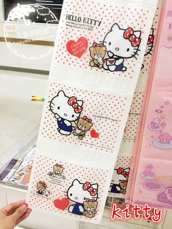 Японский симпатичный рисунок Hello Kitty 3 решетки для хранения подвесная сумка стены