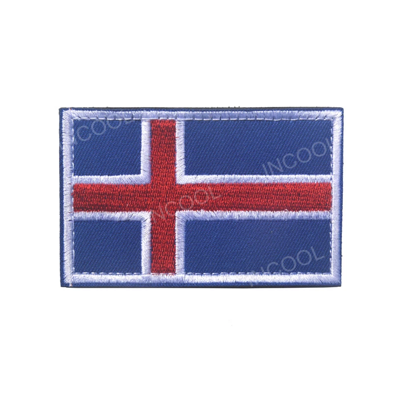 Island Iceland White Остров Исландии Suomi Finland Sverige Sweden Kongeriget Danmark Norge норвежский флаг вышивка патч европейские флаги 3D аппликации - Цвет: Island Iceland White