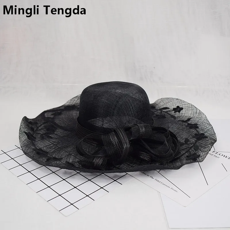 Mingli Tengda Свадебная шляпа с черными перьями необычная Тиара для невесты льняная