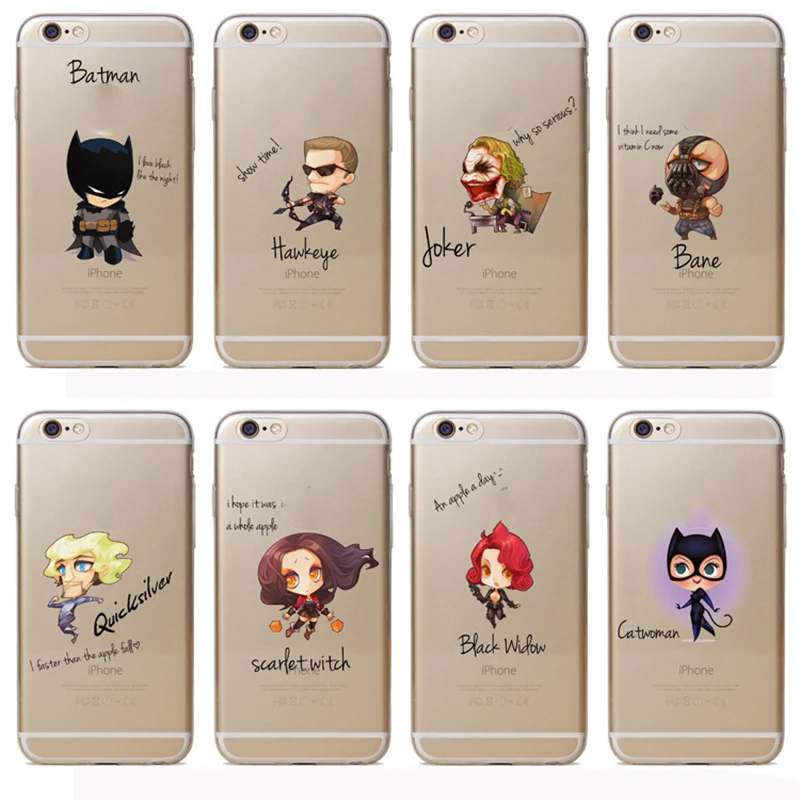 For iphone 8 cartoon Avengers mobile phone shell painted soft slim for 6/7/8 6plus/7plus /8plus |