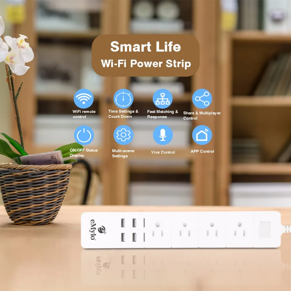 Умный сетевой фильтр 4usb Wi Fi голосовое управление через приложение функция