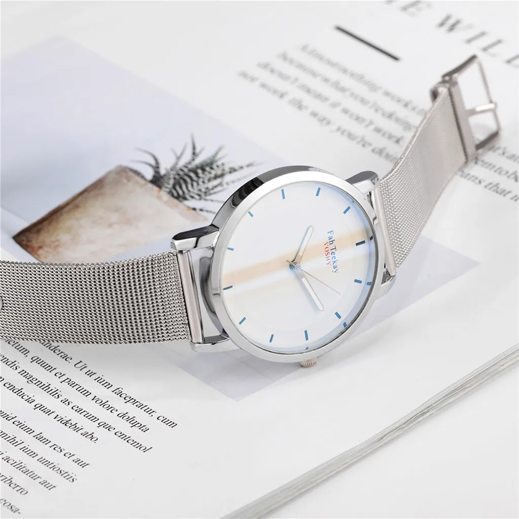 Мужские классические часы Reloj Mujer 2019 модные простые без цифровых весов с сетчатым