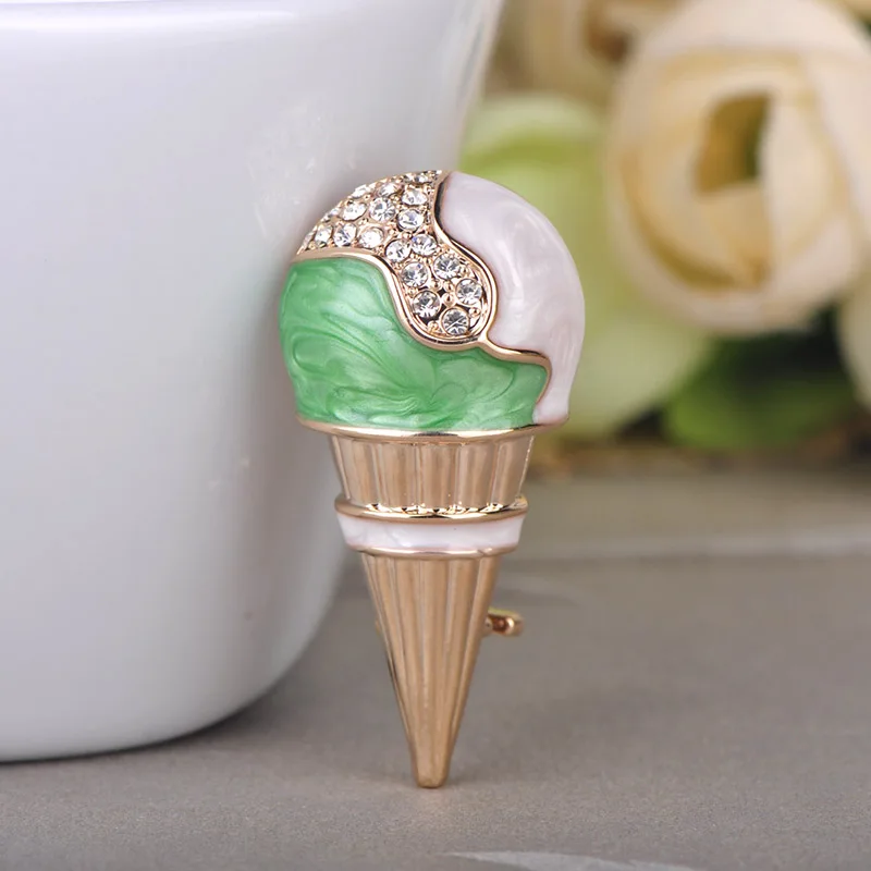 Funmor Эмаль Кристалл мороженое Броши для женщин детский значок лето маленький