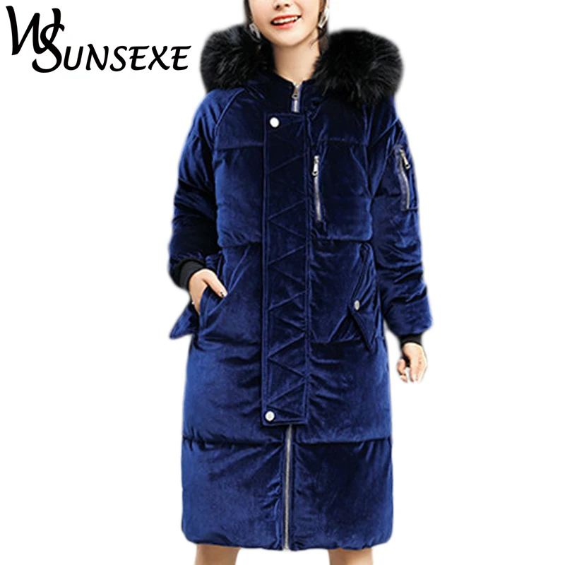 

Зимняя женская куртка-парка, теплая длинная парка с меховым воротником и капюшоном