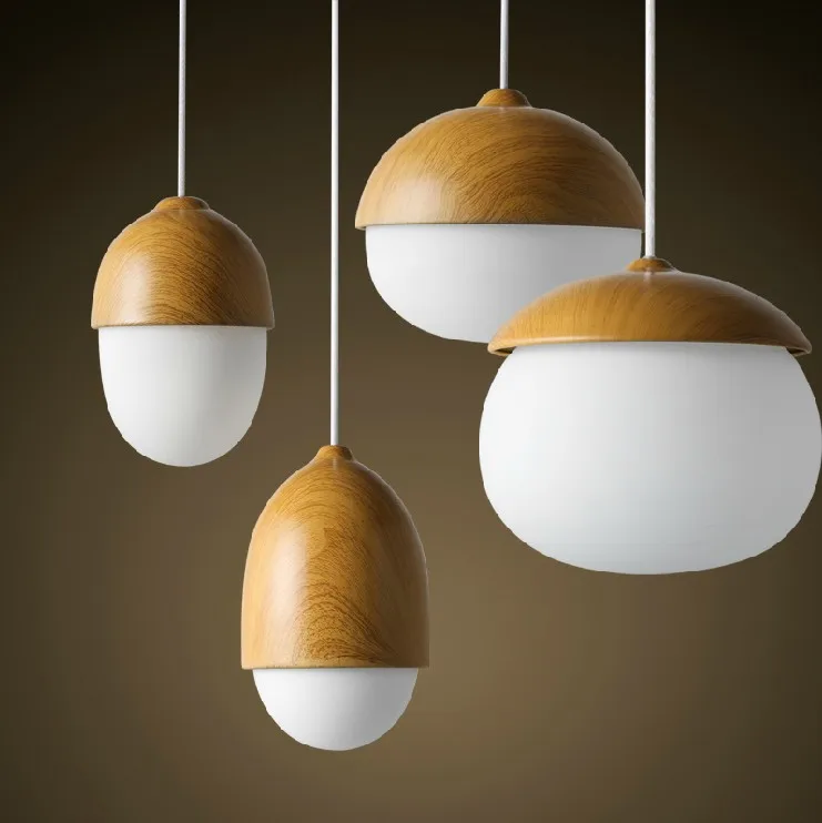 Modern nordic oak glass pendant lights loft decoration indoor kitchen island hanging light fixture dinging room E27 | Освещение