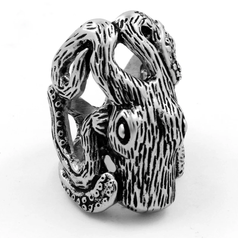 

ADOMANER Stainless Steel Ring For Men Retro Animal Octopus Big Finger Rings Gothic punk Hip Hop Rock Party Jewelry Dropshipping