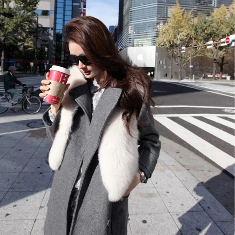 Высокая осень зима женский меховой жилет теплый искусственный Лисий короткий