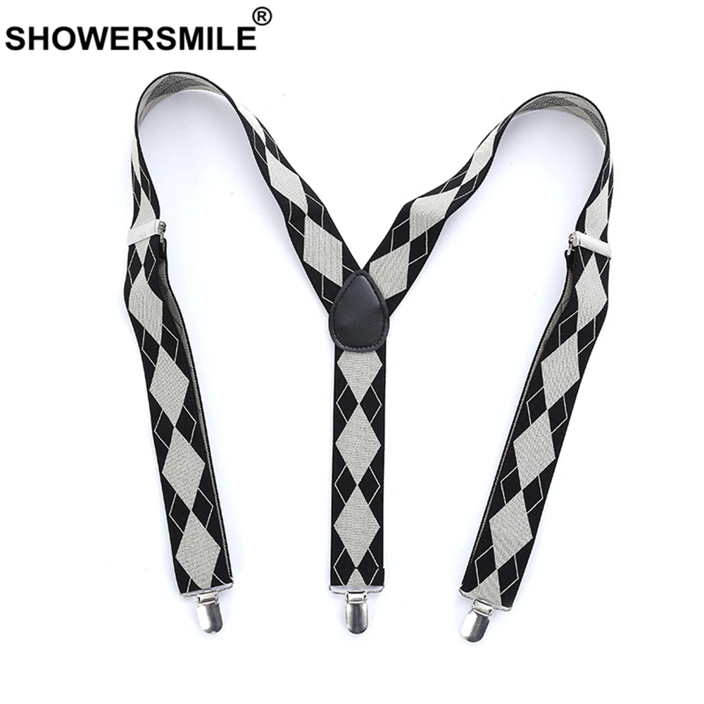 

Подтяжки для брюк SHOWERSMILE, бизнес формальный, 110 см, 3 зажима, британские эластичные регулируемые мужские подтяжки