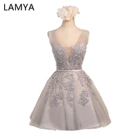 lamya pink v neck plus size a line lace prom dresses 2021 gray short elegant evening party gown special occasion dress
