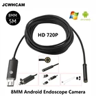 Водонепроницаемый эндоскоп JCWHCAM HD, 2 МП, 6 светодиодов, 8 мм, объектив 1 м, 5 м, Android, USB, IP67, бороскоп для осмотра, камера OTG, телефон Android, 720P