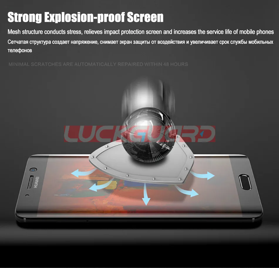 LuckGuard 5D полный экран протектор для huawei mate 8 9 10 20 30 Pro Nova 2 Plus 2S Lite Полное покрытие без стекла мягкая Гидрогелевая пленка