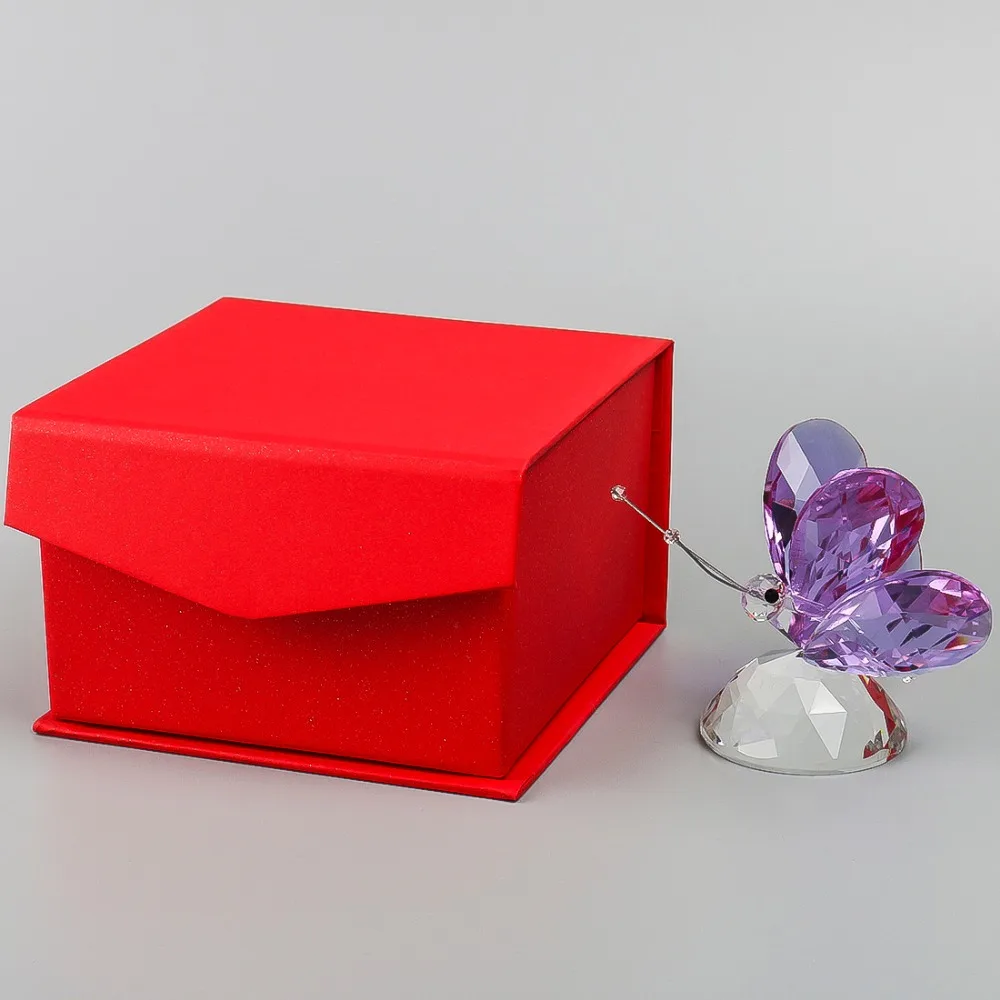 

H&D Crystal Lavendar Butterfly Paperweight Figurine Ornament for Home Decor