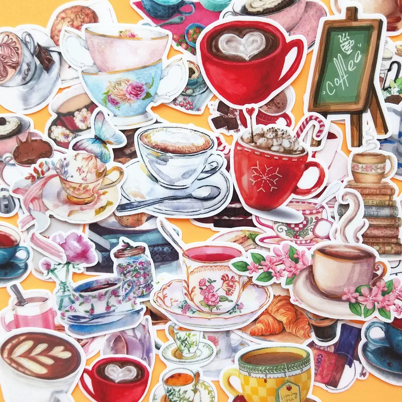 Creative colorful food drinks coffee house stickers DIY scrapbook album diary card making gifts crafts decorative stickers