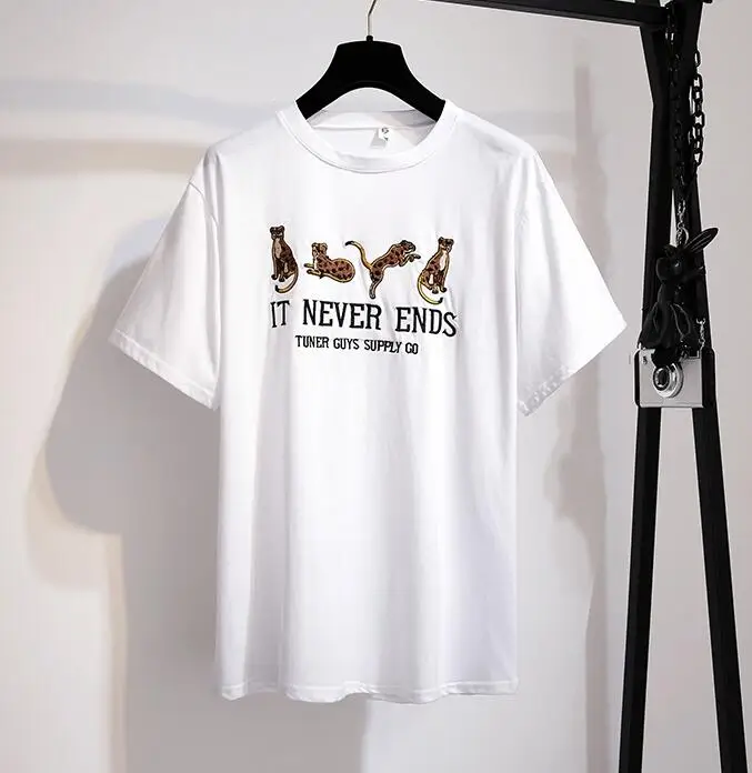 white shirt Новая модная рубашка с вышитыми леопардовыми буквами и длинная юбка-пачка средней длины из сетчатой ткани Лето женский шикарный комплект из двух предметов - Цвет: white shirt