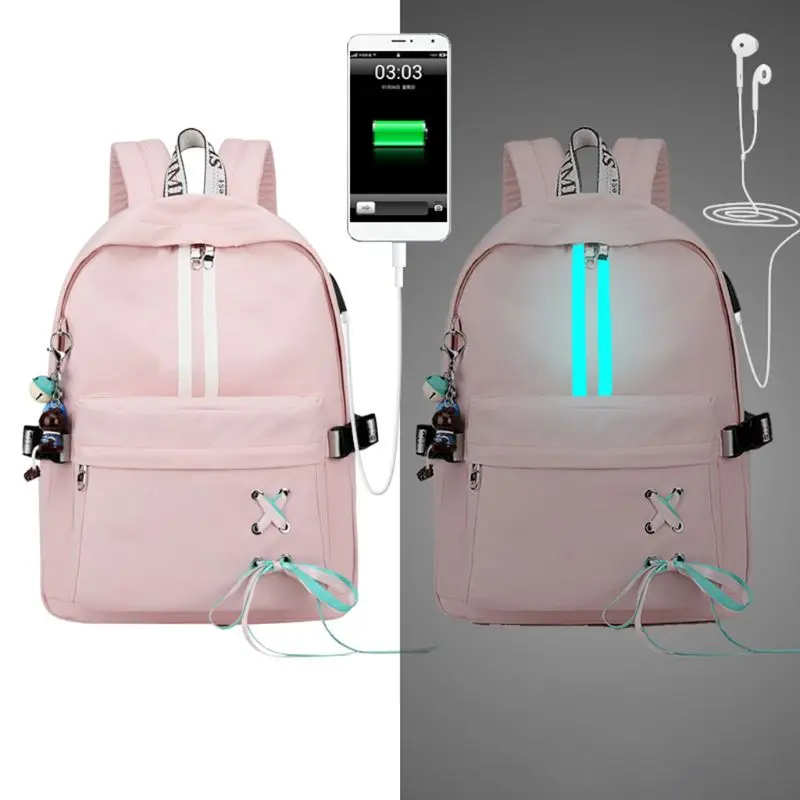 

Женский рюкзак с защитой от кражи, с usb-зарядкой, с отверстием для наушников, школьные сумки для девочек, дорожный рюкзак для ноутбука, рюкзак...