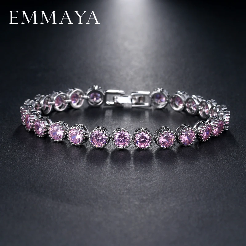 Женский теннисный браслет EMMAYA Круглый прозрачный из фианита для тенниса