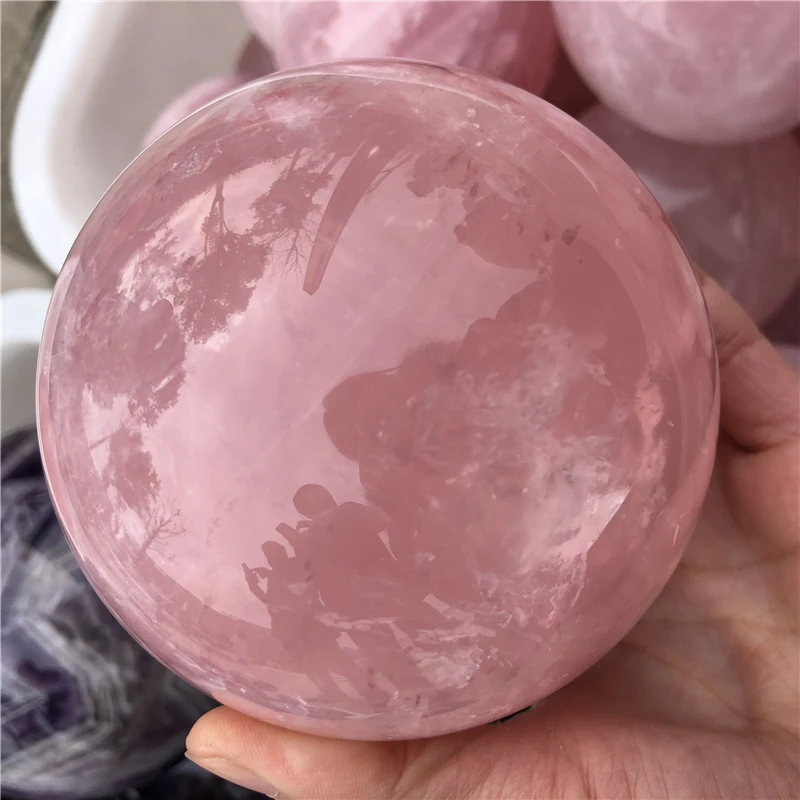 

DHX SW 1pc about 9-10cm TOP Quality Pink Crystal SPHERE NATURAL SPECIMEN ROSE QUARTZ BALL Natural Crystal Healing Stone Reiki