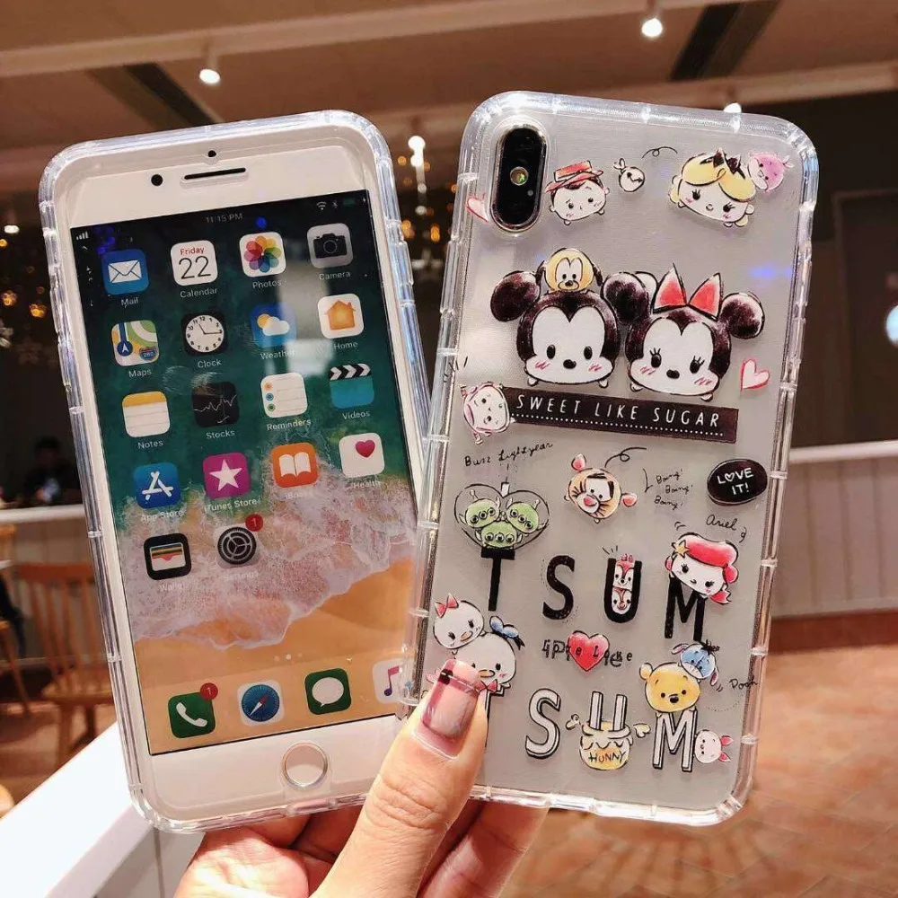 Cute Painted Disneys Mickey Minnie Squirrel Mobilization Transparent TPU Cover for Iphone MAX XS XR 6 7 8 Plus X Phone Cases |