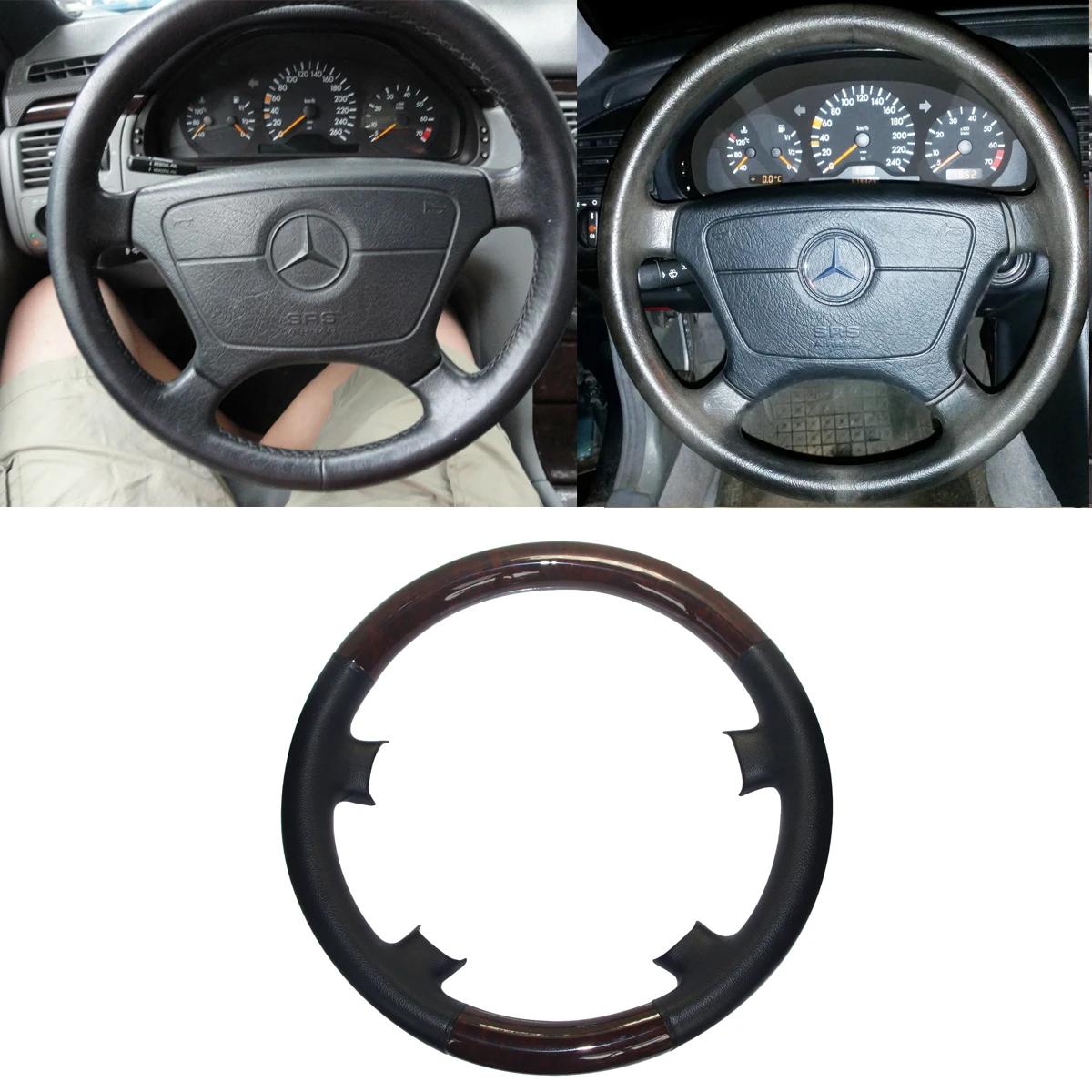 Черный кожаный чехол на руль для 1993-2000 Mercedes Benz W202 S202 t-модель c-класс C180 C230 C220 C280 C43 AMG