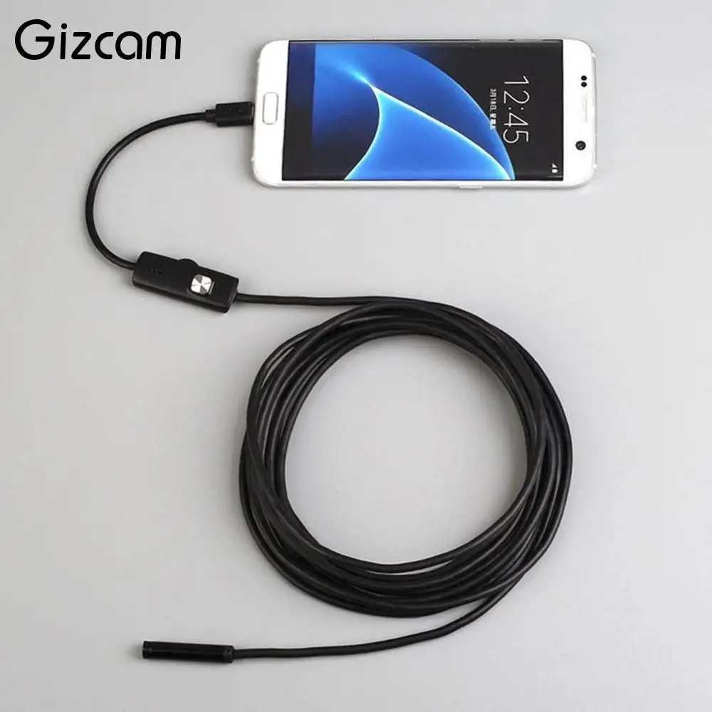 Gizcam Портативный горячий USB эндоскоп IP67 Водонепроницаемый Android эндоскоп камера осмотр светодиодный мини микро камера черный