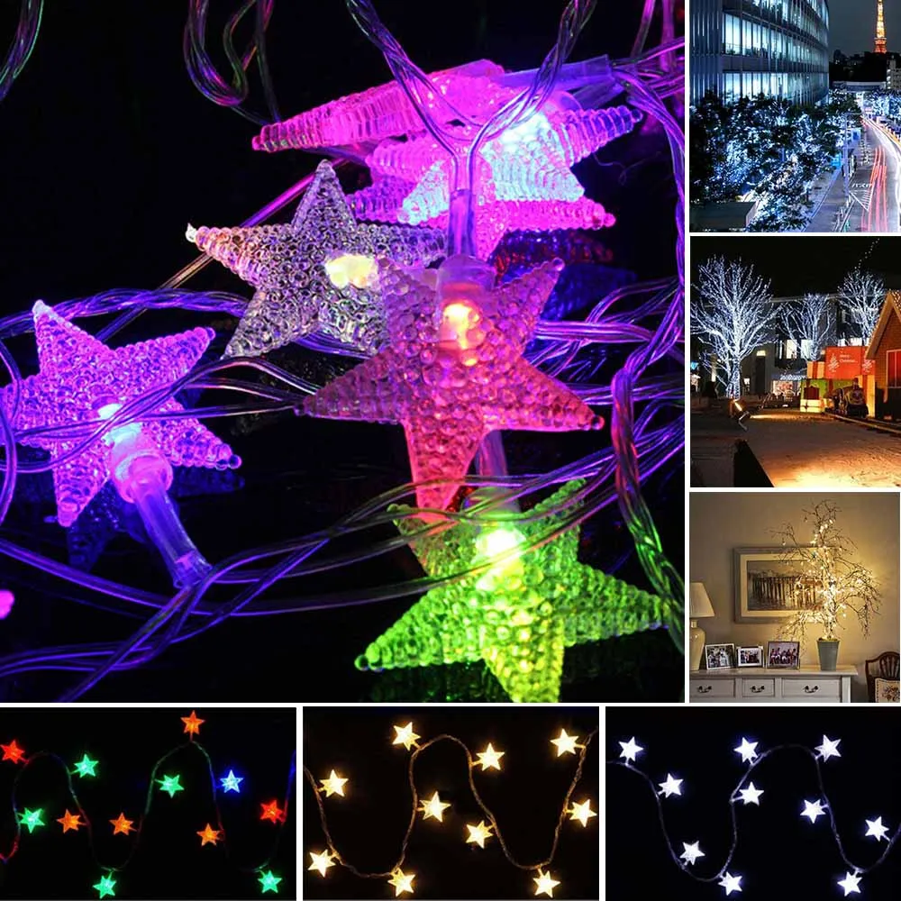 

10M 70 Led Christmas Tree Snow Star Bulbs Led String Fairy night Light Party Wedding outdoor Garden Garland bar Decorations lamp