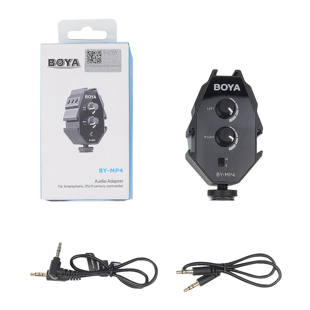 BOYA BY MP4 2 канальный аудиоадаптер с монофоном и двойным микрофоном для смартфона