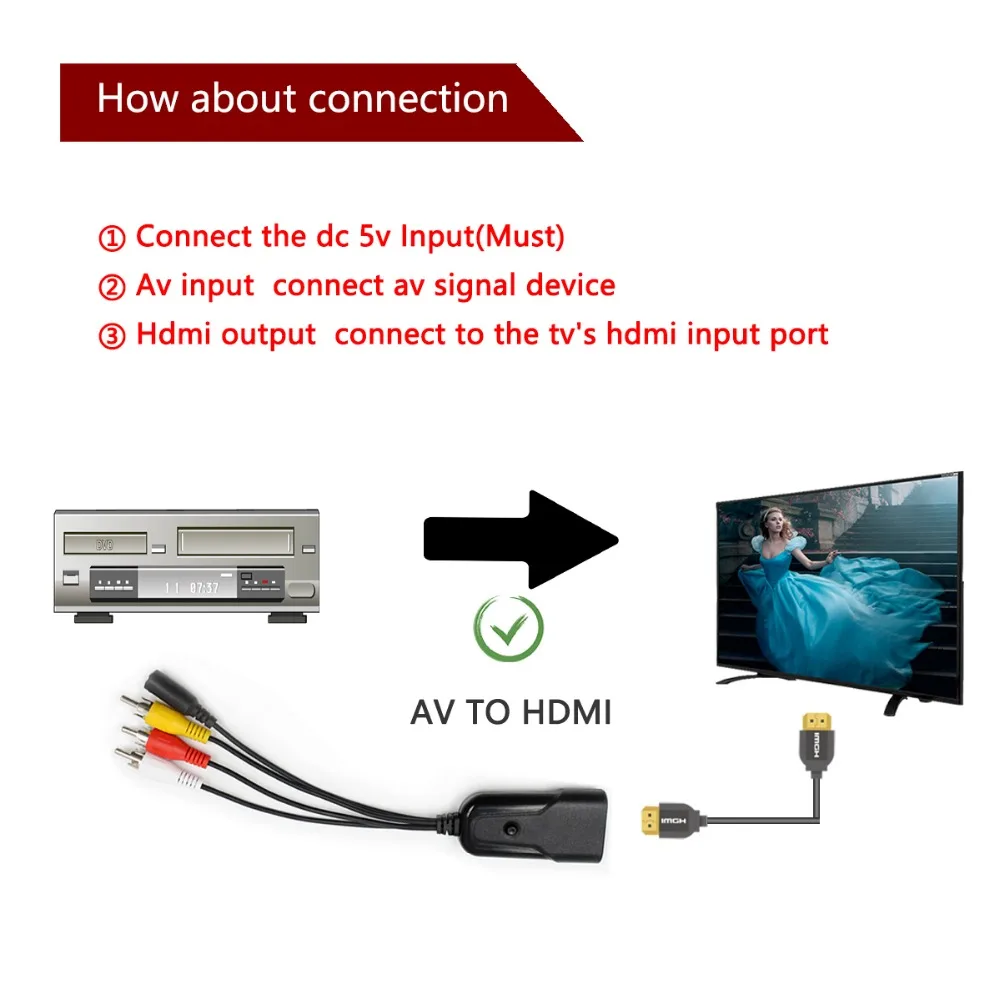 Адаптер AV2HDMI RCA AV HDMI CVBS/HDMI Mini AV/HDMI преобразователь видео для HD TV PS3 PS4 ПК DVD Xbox