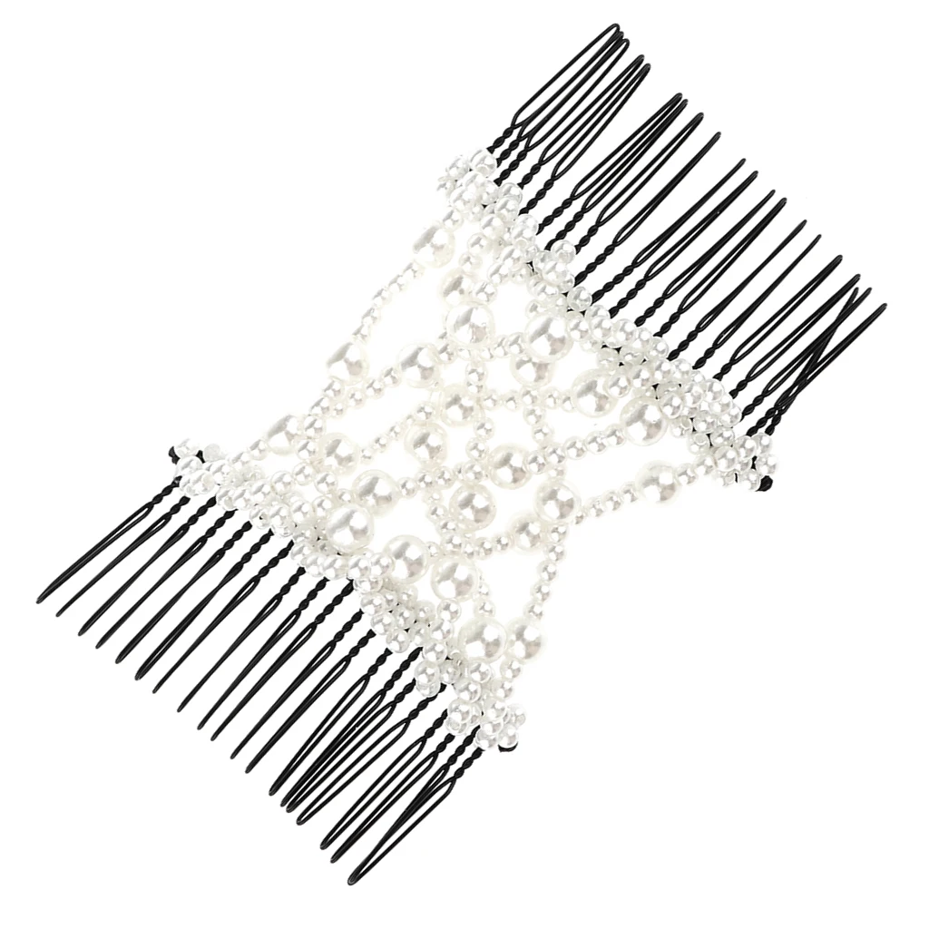 2019 модная двойная расческа для волос с белыми жемчужинами бабочками эластичная