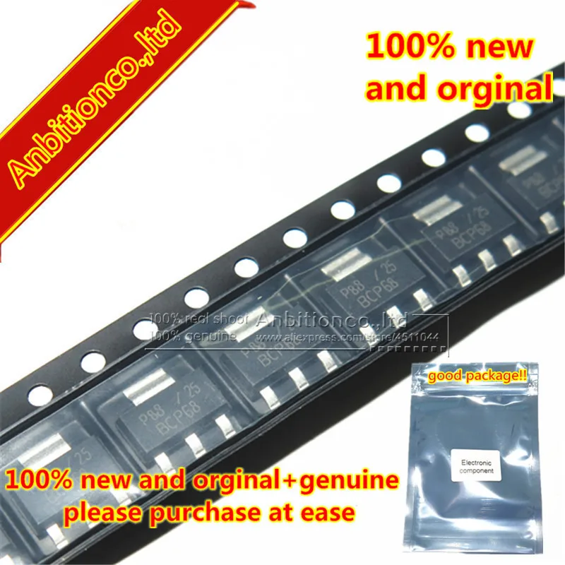 Transistor de potencia media, 100 unidades, nuevo y original, env&iacute;o gratis, BCP68, SOT223, NPN, en stock, 100%-0