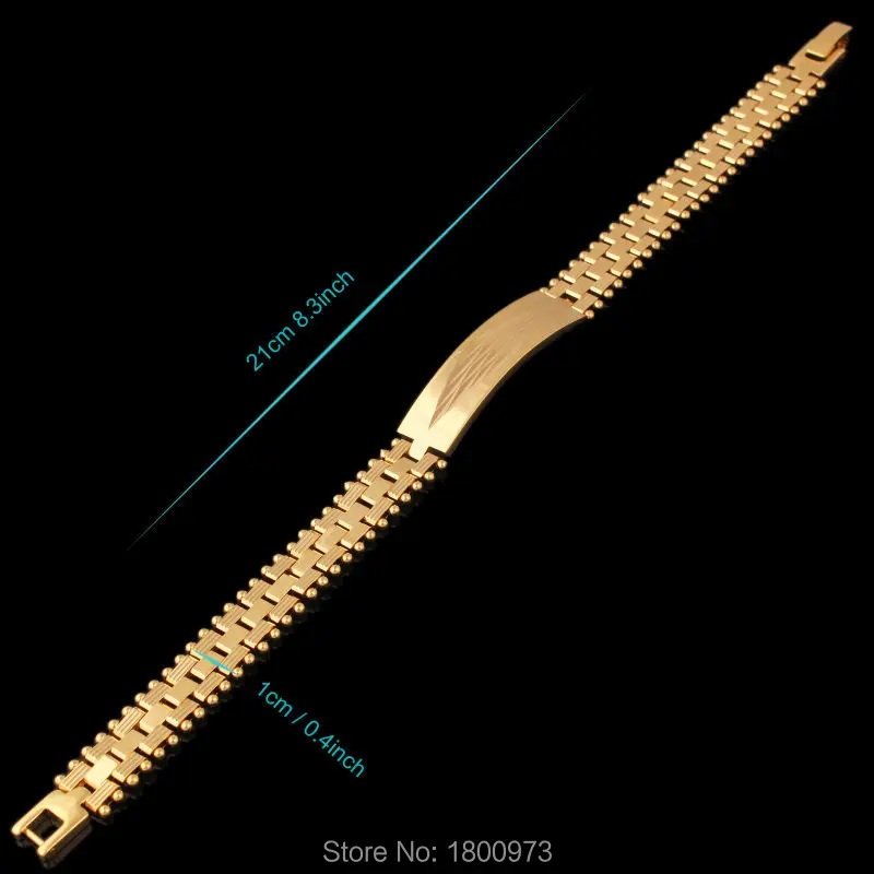 Wide10mm Позолоченные звенья цепи браслеты модные ювелирные изделия мужские женские
