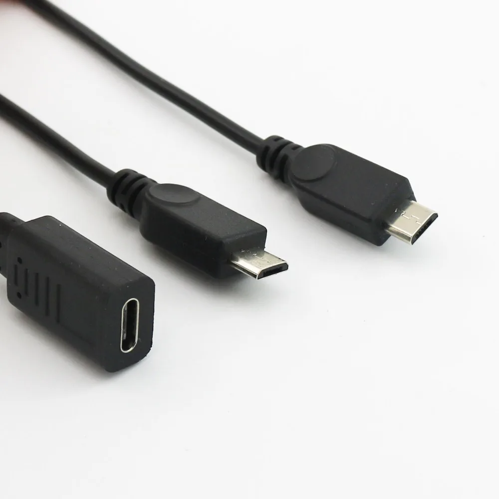 1x USB 3. 0 Type C гнездовой разъем к двойному Micro штекеру Y разветвитель Кабель для