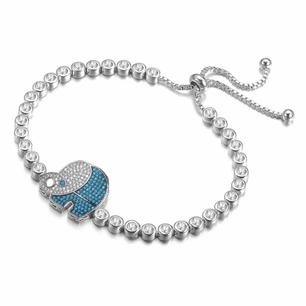 Регулируемый браслет со слоном и фианитами 10 шт./партия | Украшения аксессуары