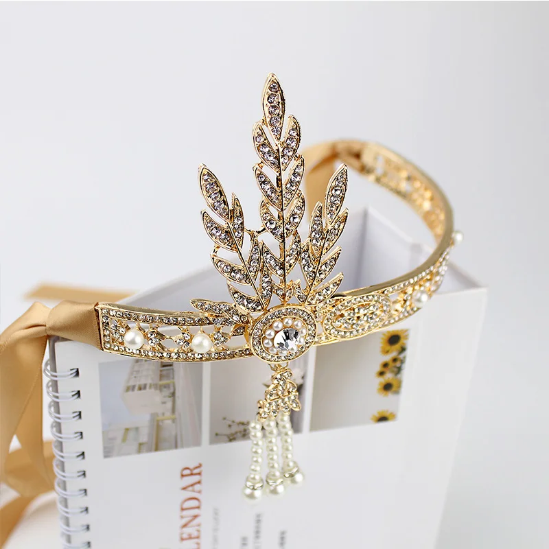 Золото/Ф “Великий Гэтсби” 1920s Детский ободок-Тиара Арт Деко головной убор