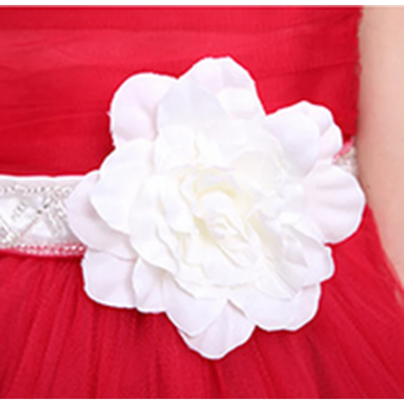 Девочка вечернее Платье 2017 Лето Принцессы Дети Рукавов Красный Цветок Платья Для
