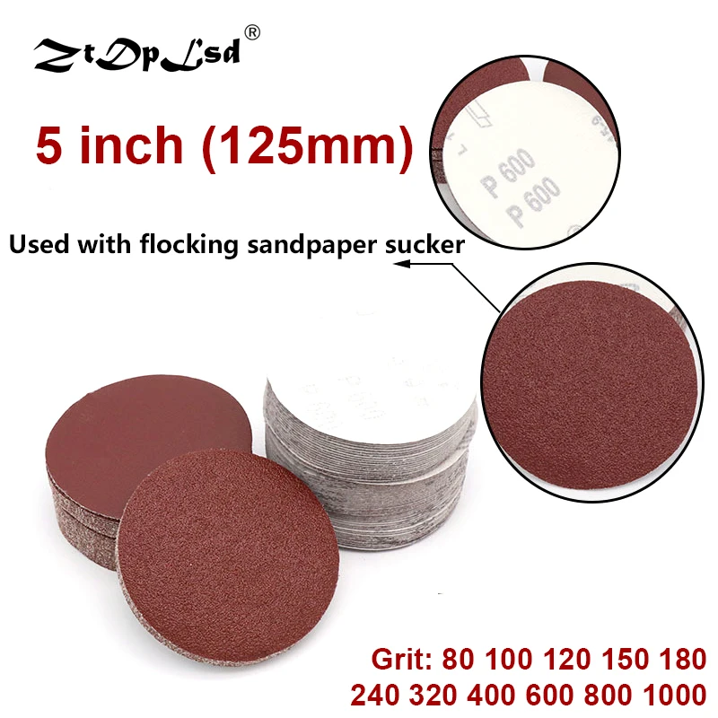 

10Pcs 5 Inch 125mm Round Sandpaper Disk Sand Sheets Hook And Loop Sanding Disc For Sander Grits & Abrasive Paper Red 80-1000