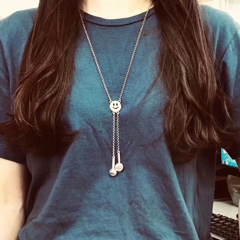 

2019 Creative Headphone Tassel Mom Necklace 100% 925 Sterling silver Women Men Chain Africa Pendant Necklace Fashion Jewelry N52