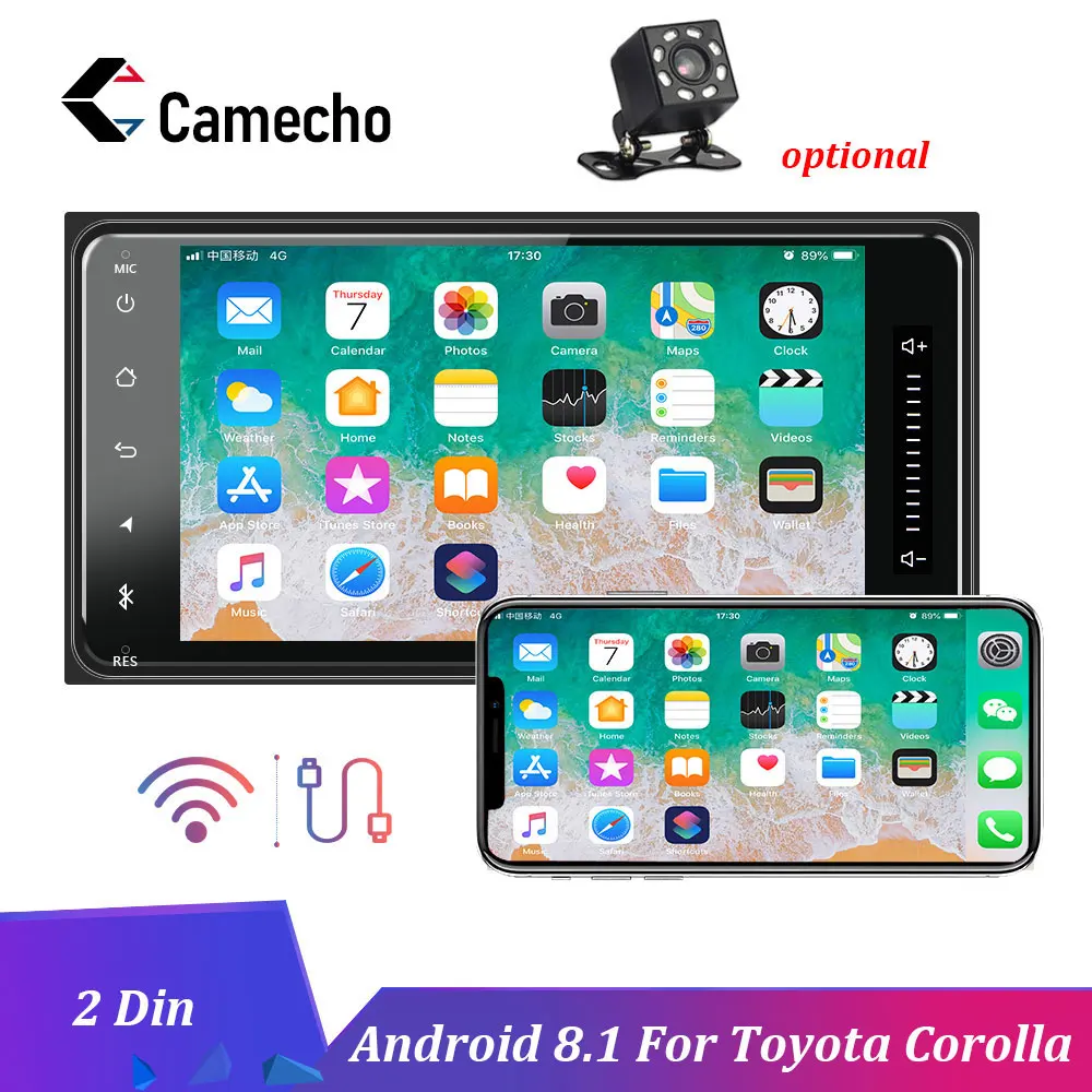 Camecho Android 8 1 Автомобильный мультимедийный плеер 2Din Авто Радио Стерео gps