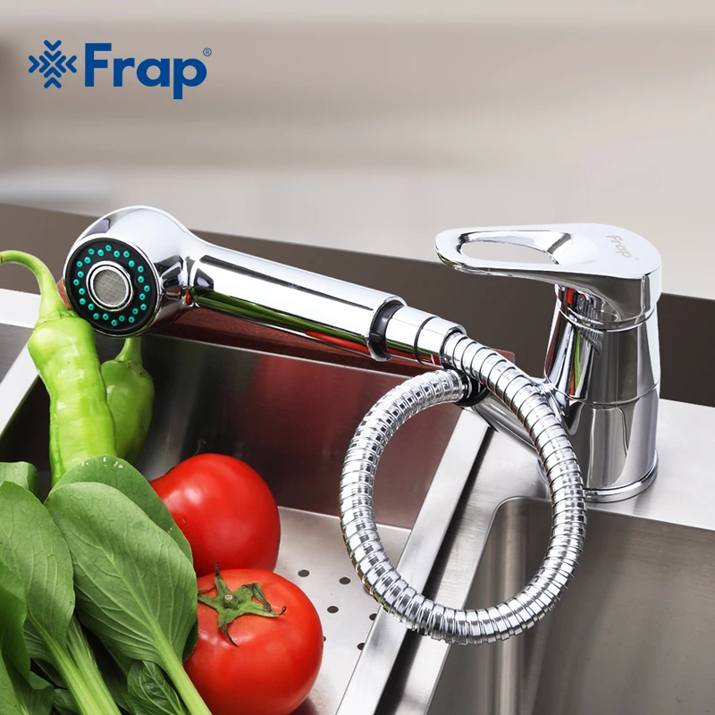 Кухонный Смеситель Frap F6013 современный растягивающийся кран для горячей и