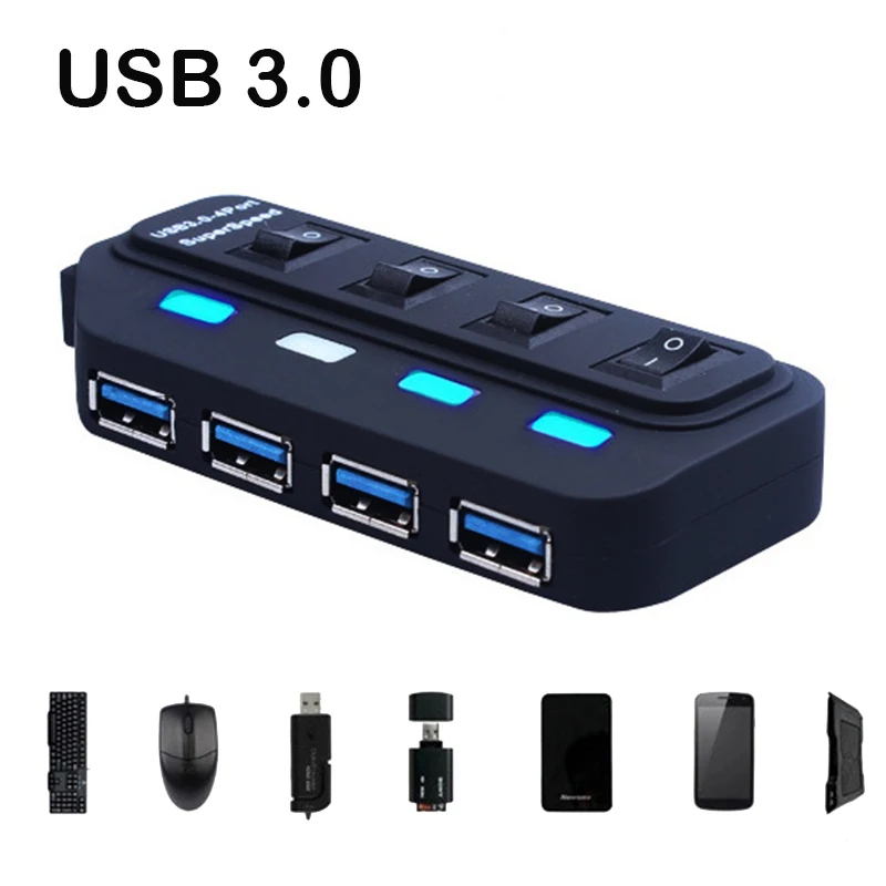 Портативный Micro usb-хаб 3 0 Супер скорость 5 Гбит/с 4 порта Mini USB концентратор с