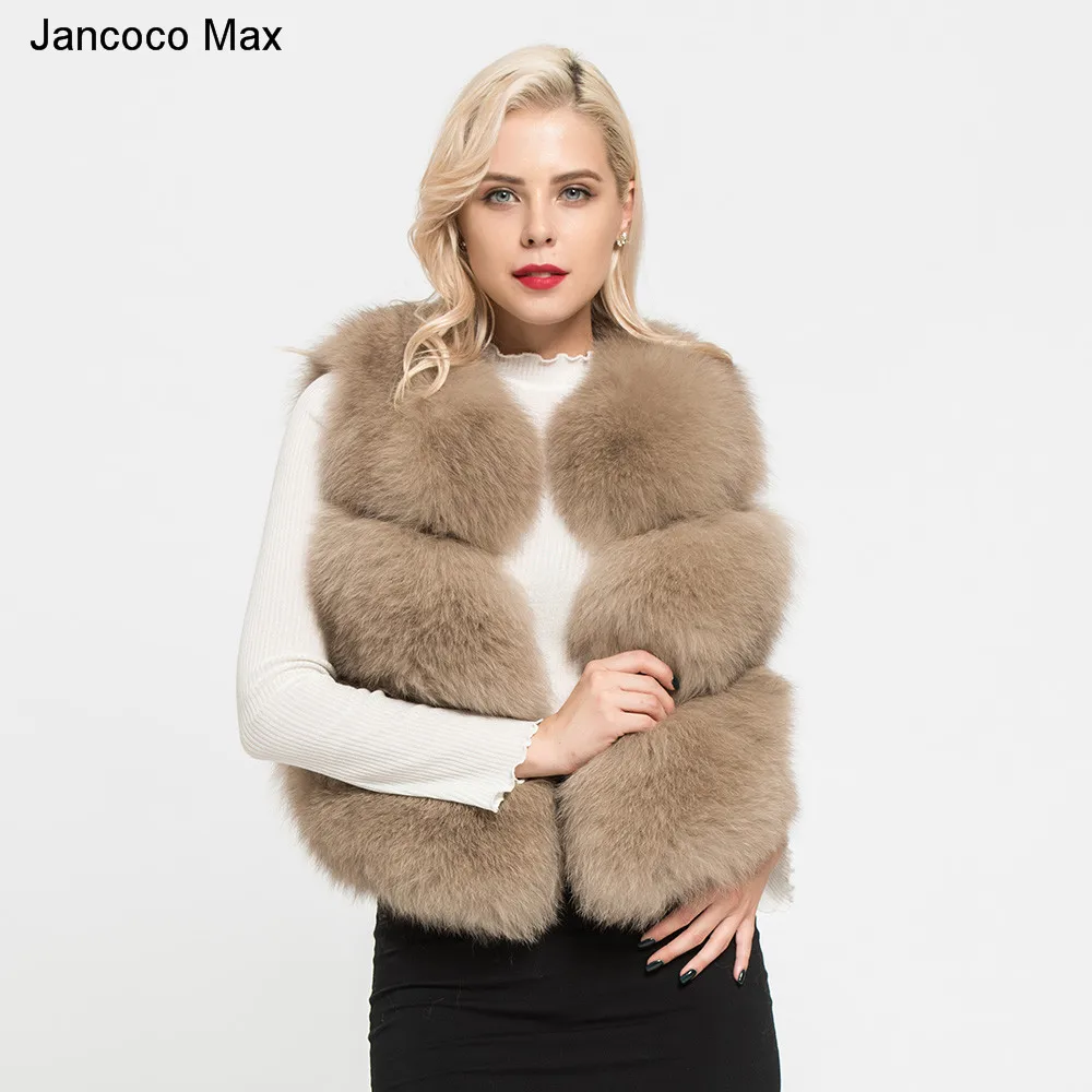 Jancoco Max, женский жилет из натурального Лисьего меха, зимний теплый жилет высокого качества, 3 ряда, пальто без рукавов, модный жилет S7162
