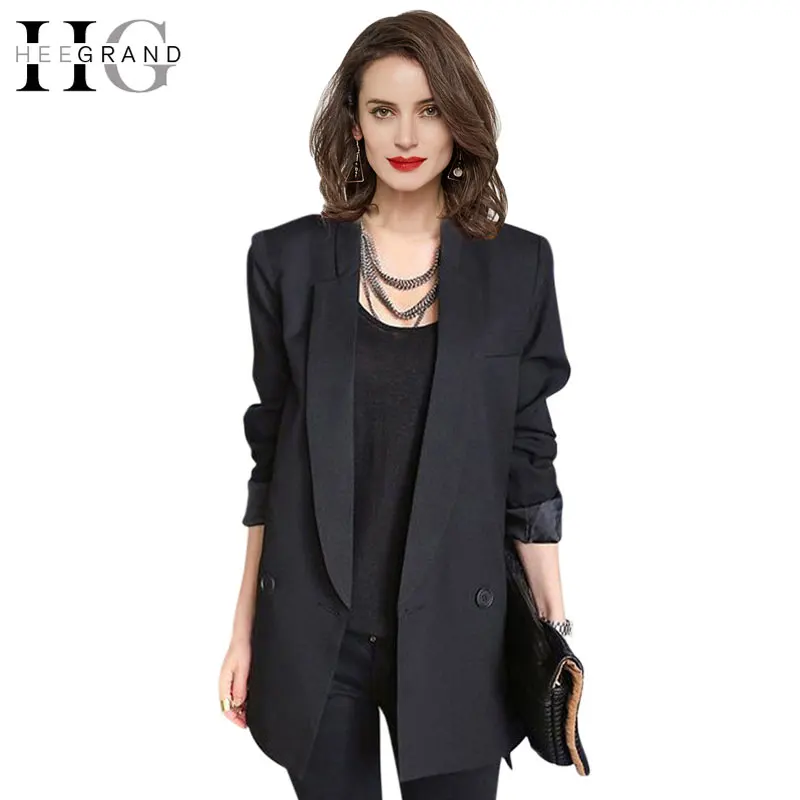 HEE GRAND 2018 Модный черный синий Повседневный блейзер для женщин средней длины на