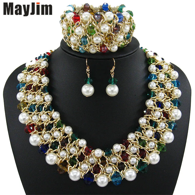 MayJim Заявление ожерелье 2017 мода ювелирные наборы Ручной Работы из бисера цепи