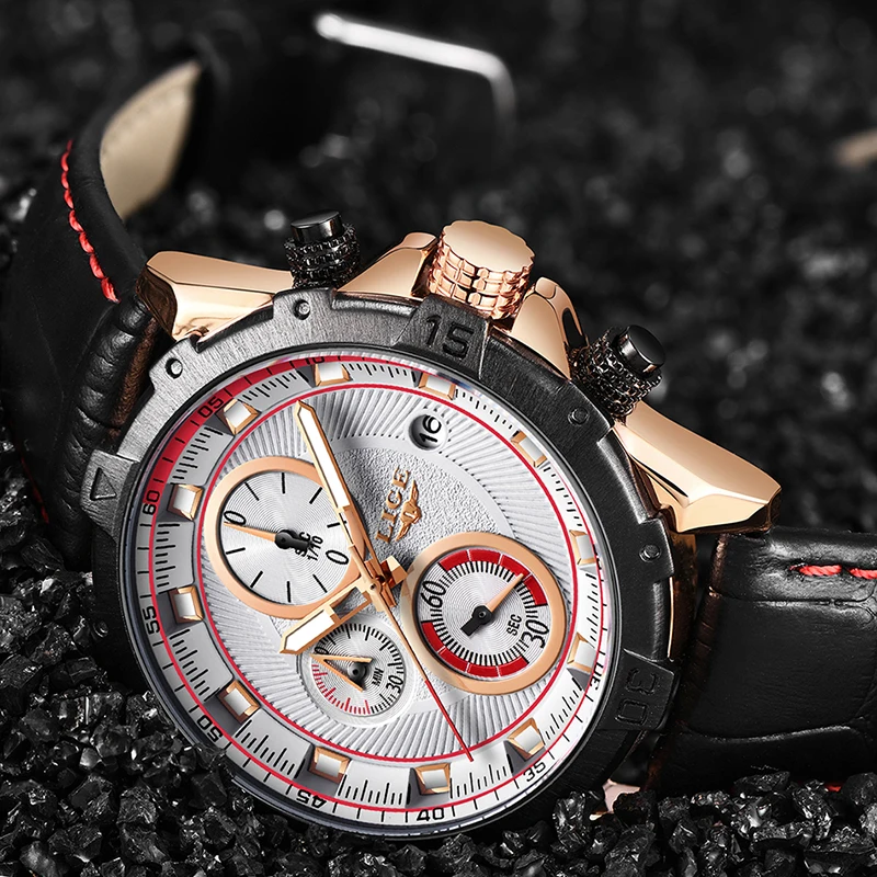 LIGE Новый Для мужчин часы топ Элитный бренд Бизнес Водонепроницаемый кварцевые